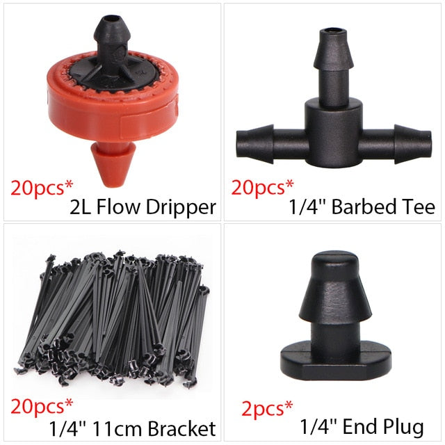 Garden Drip Irrigation Kit Micro Mist Spray Cooling System 4/7mm Hose Automatic Watering Sprinkler Dripper With Tee Connector