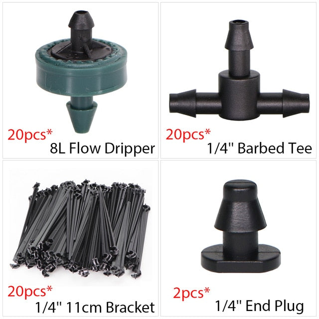 Garden Drip Irrigation Kit Micro Mist Spray Cooling System 4/7mm Hose Automatic Watering Sprinkler Dripper With Tee Connector