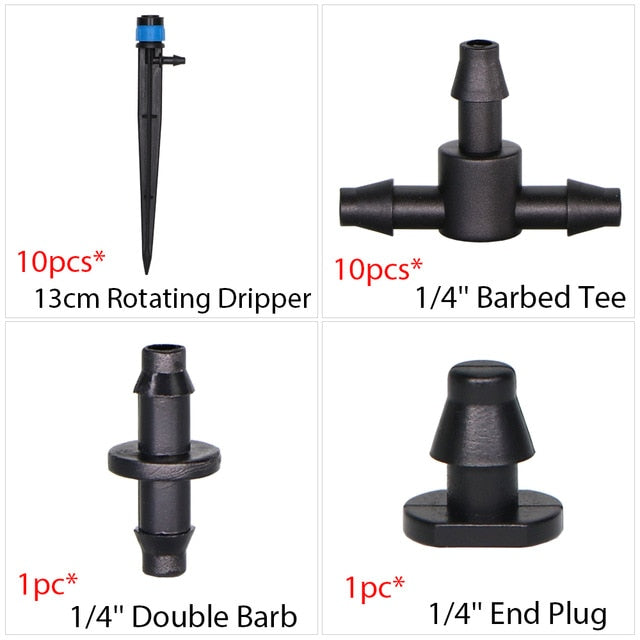 Garden Drip Irrigation Kit Micro Mist Spray Cooling System 4/7mm Hose Automatic Watering Sprinkler Dripper With Tee Connector