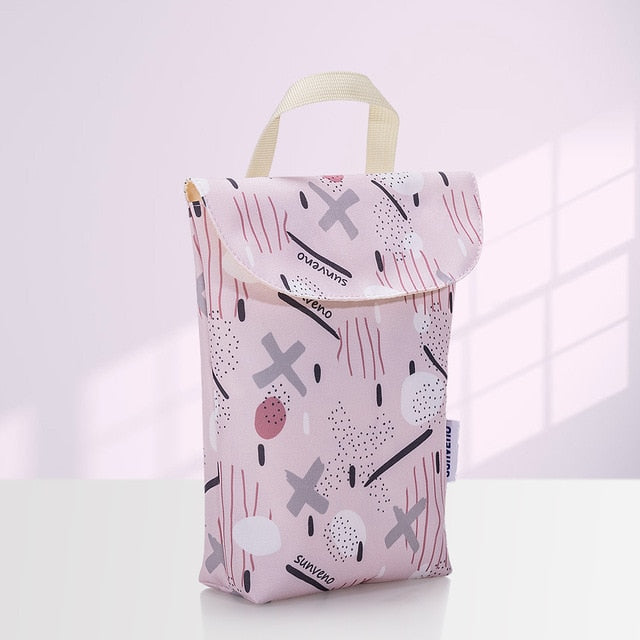 Sunveno Baby Diaper Bag Organizer Reusable Waterproof Fashion Prints Wet/Dry Cloth Bag Mummy Storage Bag Travel Nappy Bag