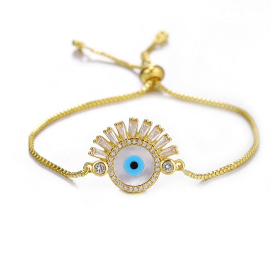 JUWANG Turkish Blue Evil Eye Charm Link Bracelets For Women Vintage Fatima Hand Chain Bracelet Fashion DIY Jewelry ojo turco