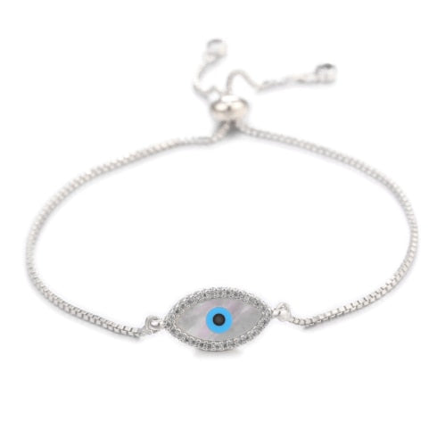 JUWANG Turkish Blue Evil Eye Charm Link Bracelets For Women Vintage Fatima Hand Chain Bracelet Fashion DIY Jewelry ojo turco