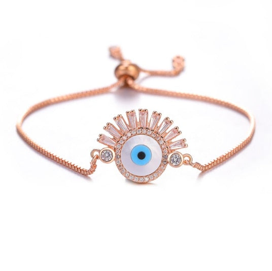 JUWANG Turkish Blue Evil Eye Charm Link Bracelets For Women Vintage Fatima Hand Chain Bracelet Fashion DIY Jewelry ojo turco