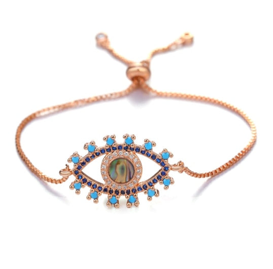 JUWANG Turkish Blue Evil Eye Charm Link Bracelets For Women Vintage Fatima Hand Chain Bracelet Fashion DIY Jewelry ojo turco