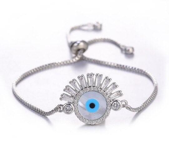 JUWANG Turkish Blue Evil Eye Charm Link Bracelets For Women Vintage Fatima Hand Chain Bracelet Fashion DIY Jewelry ojo turco