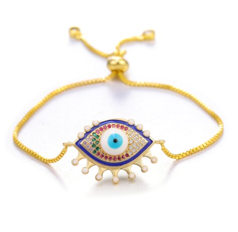 JUWANG Turkish Blue Evil Eye Charm Link Bracelets For Women Vintage Fatima Hand Chain Bracelet Fashion DIY Jewelry ojo turco