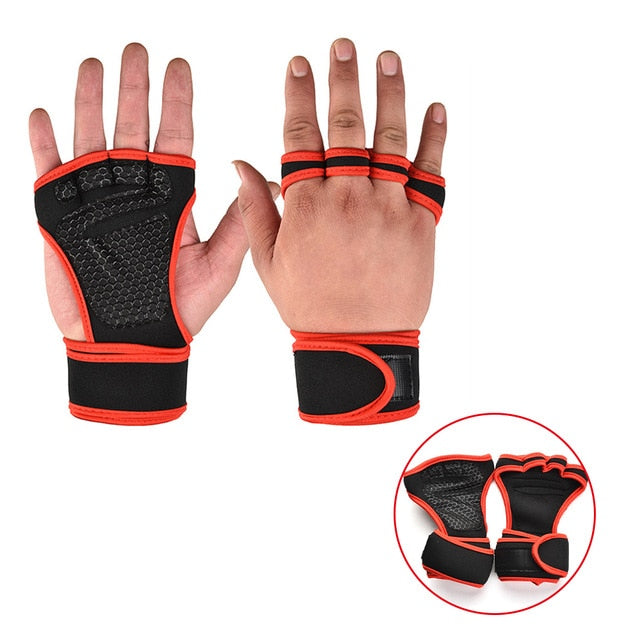 New 1 Pair Weight Lifting Training Gloves Women Men Fitness Sports Body Building Gymnastics Grips Gym Hand Palm Protector Gloves