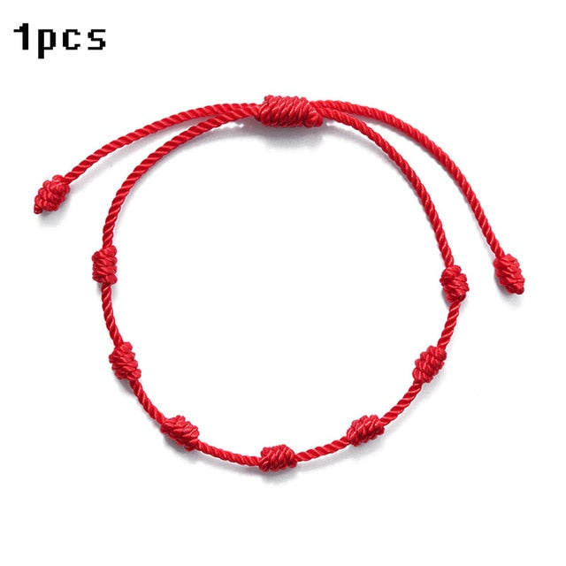 7 Knots Red String Bracelets for Protection Good Luck Amulet for Success Prosperity Handmade Rope Bracelets Lucky Charm Bangles