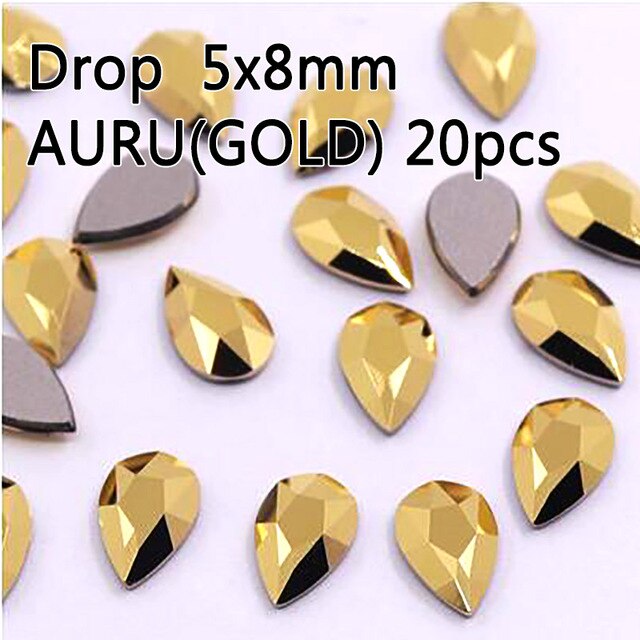 20PCS AB Mix Colors Tips Nail Rhinestones flat Pixie crystal Drop diamonds 3D Manicure Nail Art Decoration Charms Jewelry