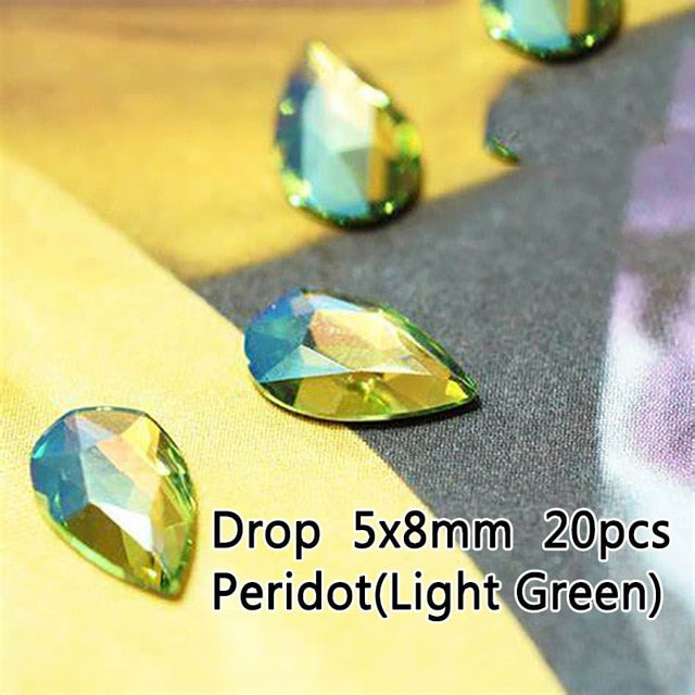 20PCS AB Mix Colors Tips Nail Rhinestones flat Pixie crystal Drop diamonds 3D Manicure Nail Art Decoration Charms Jewelry