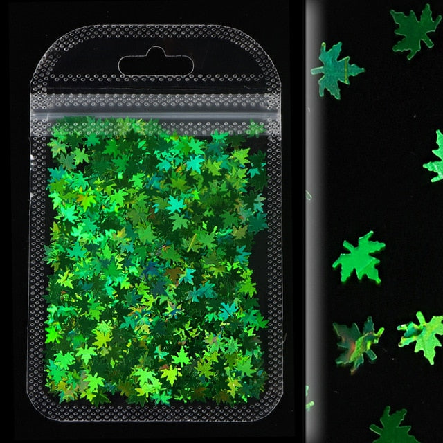 1Bag Holographic Maple Leaf Nail Art Sequins Chameleon Nail Glitter Flakes Laser Fall Leaves Nail Supplies Nail Art Decoration