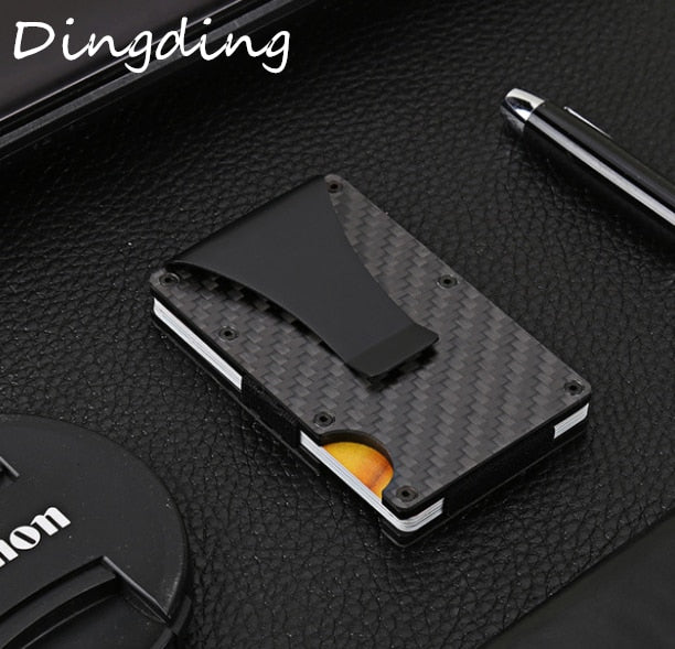 Carbon Fiber Credit Card Holder RFID Non-scan Metal Wallet Purse Male Business Card Holder Carteira Masculina Billetera