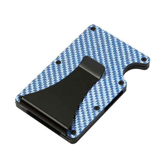 Carbon Fiber Credit Card Holder RFID Non-scan Metal Wallet Purse Male Business Card Holder Carteira Masculina Billetera