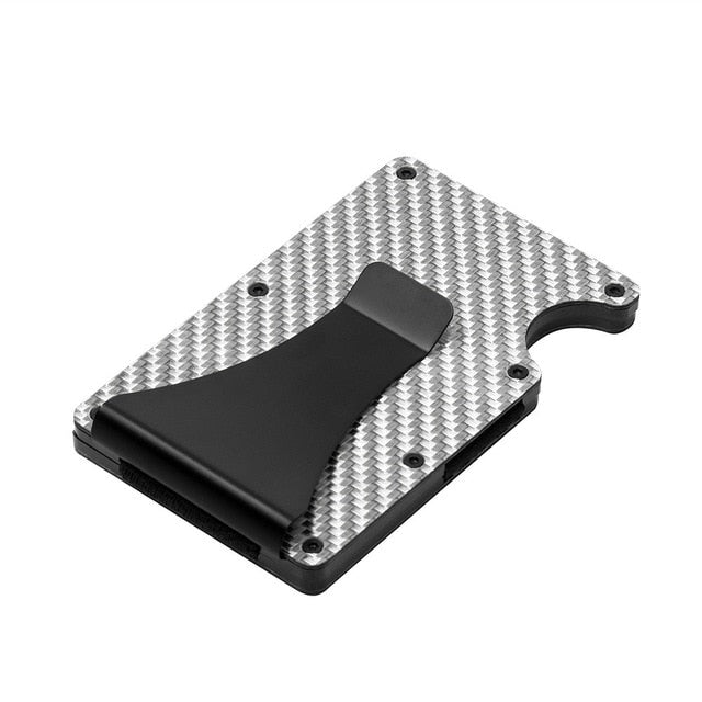 Carbon Fiber Credit Card Holder RFID Non-scan Metal Wallet Purse Male Business Card Holder Carteira Masculina Billetera