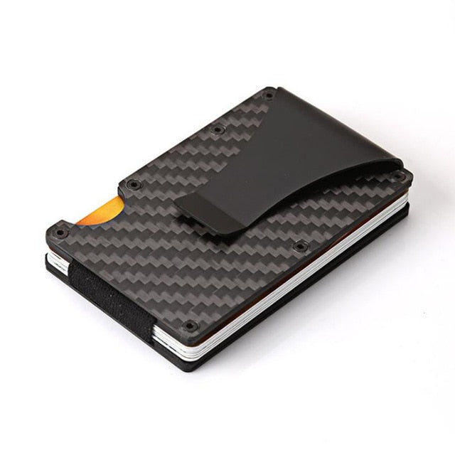 Carbon Fiber Credit Card Holder RFID Non-scan Metal Wallet Purse Male Business Card Holder Carteira Masculina Billetera