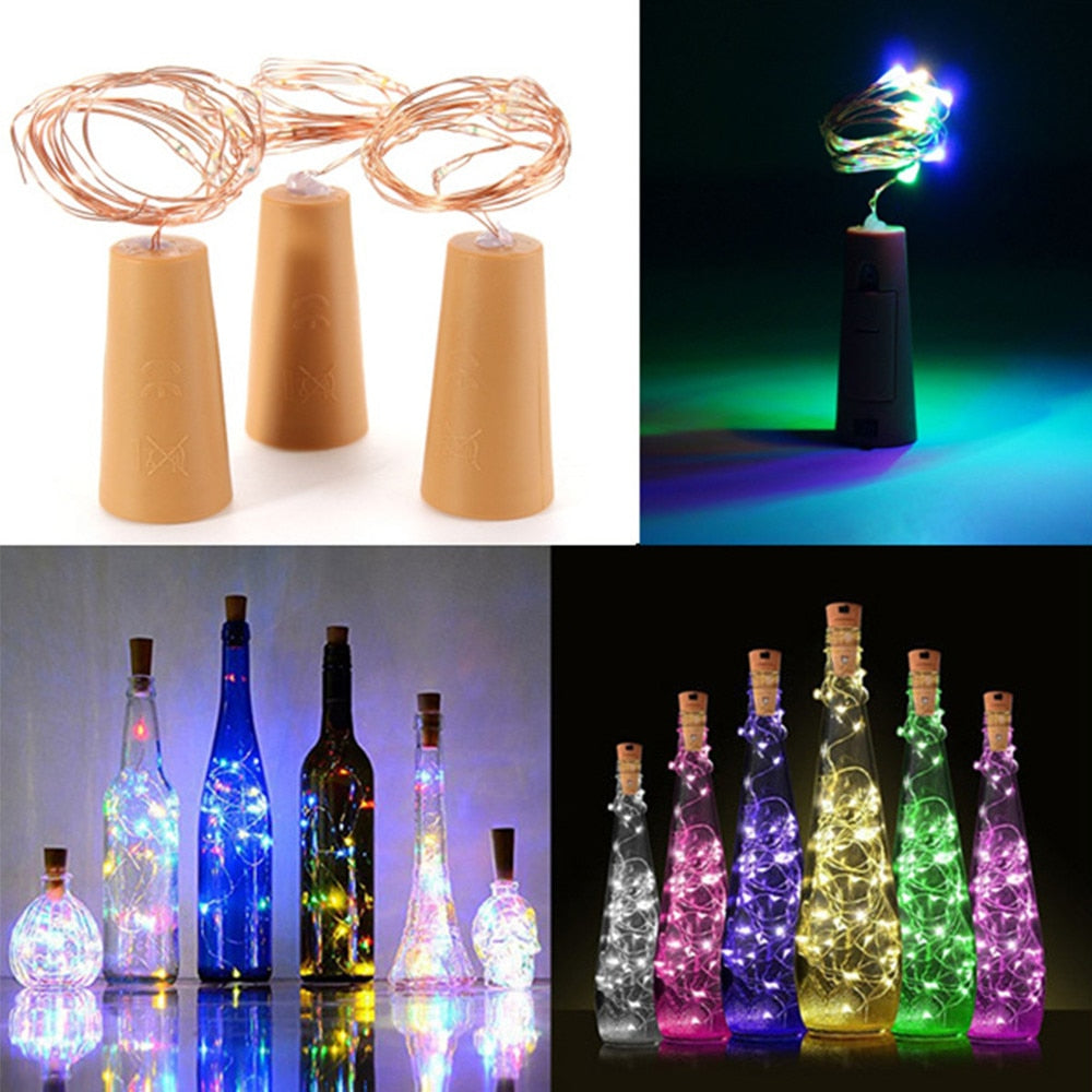 Battery-powered cork bottle light 1m / 2m DIY LED light bar light birthday party wine bottle stopper light bar (without battery)