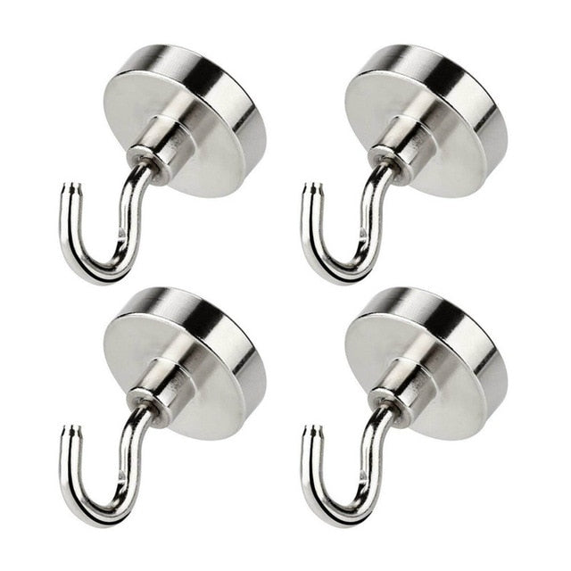 Heavy Duty Magnetic Hook, Strong Neodymium Magnets Hook for Home, Kitchen, Workplace,etc ,D16mm Hold up to 80Pounds, Pack of 4