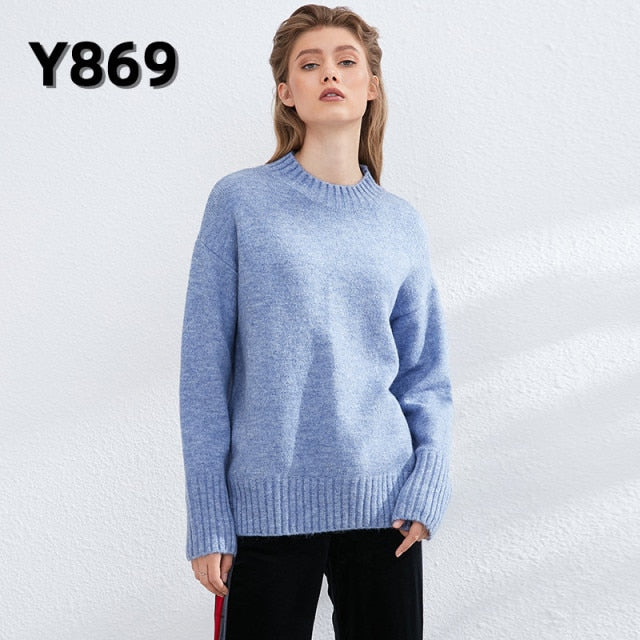 Aachoae Autumn Winter Women Knitted Turtleneck Cashmere Sweater 2020 Casual Basic Pullover Jumper Batwing Long Sleeve Loose Tops