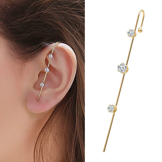 Fashion Crystal Zirconia Stud Earrings For Woman Geometric Cross Chain Hook Earrings Pearl Cuff Earrings Climber Earrings Gifts