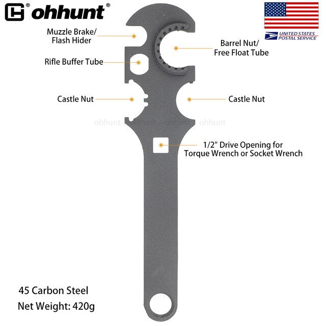 SHIP FROM USA ohhunt  All In One Heavy Duty .223 5.56 Stock Combo Wrench Tool for AR15 M4 for Rifle Hunting Gun Accessories