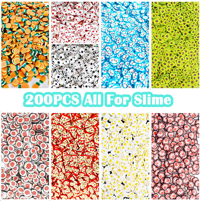 200Pcs Avocado Fruit Slices Additives For Slime Supplies Accessories Decor Filler for slime Charms Clay For Nail Art