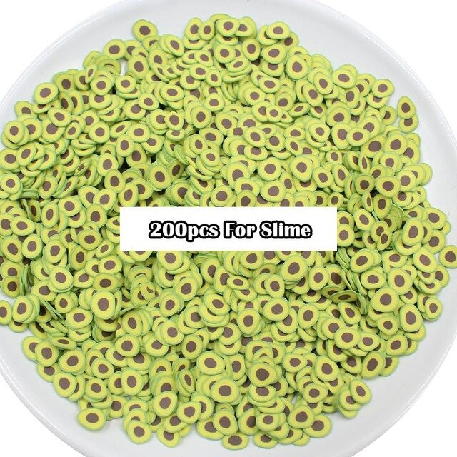 200Pcs Avocado Fruit Slices Additives For Slime Supplies Accessories Decor Filler for slime Charms Clay For Nail Art