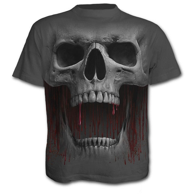 2020 new men's summer skull print men's short-sleeved T-shirt 3D T-shirt casual breathable T-shirt and plus size T-shirt