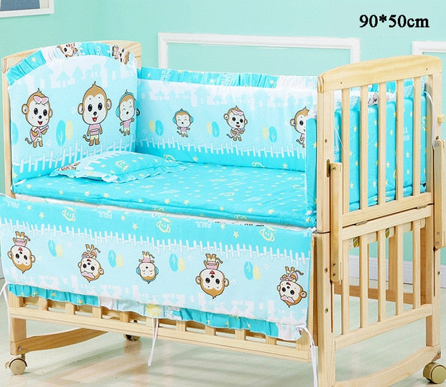 5Pcs/Set Cartoon Animal Baby Crib Bed Bumper For Newborns Infant Bedding Set 100%Cotton Children's Bed Protector Room Dec   ZT25