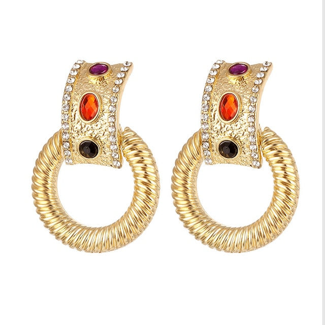 FNIO Fashion Vintage Earrings For Women Big Geometric Statement Gold Metal Drop Earrings 2020 Trendy Earings Jewelry Accessories