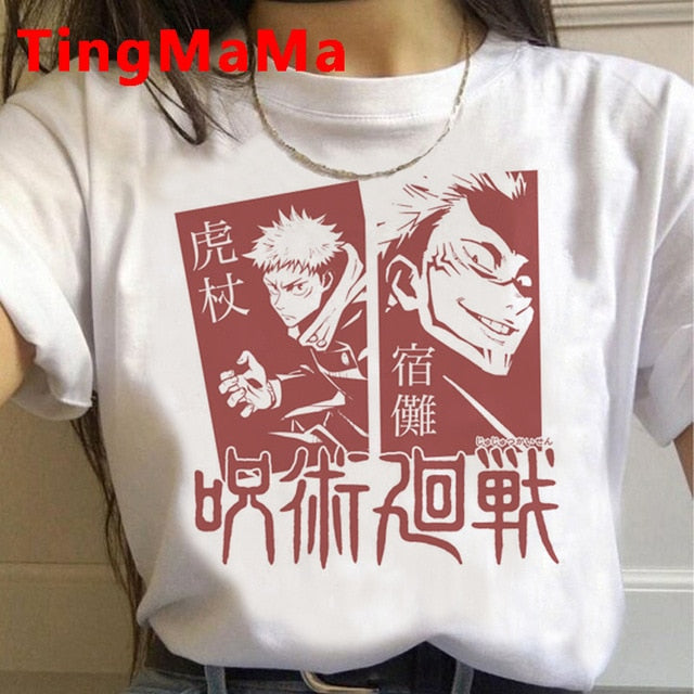 2021 New Japanese Anime Jujutsu Kaisen T Shirt Men Kawaii Summer Tops Yuji Itadori Graphic Tees Cool Cartoon Unisex T-shirt Male