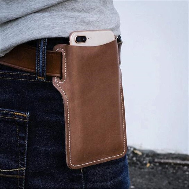 Men Cellphone Loop Holster Case Belt Waist Bag Props PU Leather Purse Phone Wallet