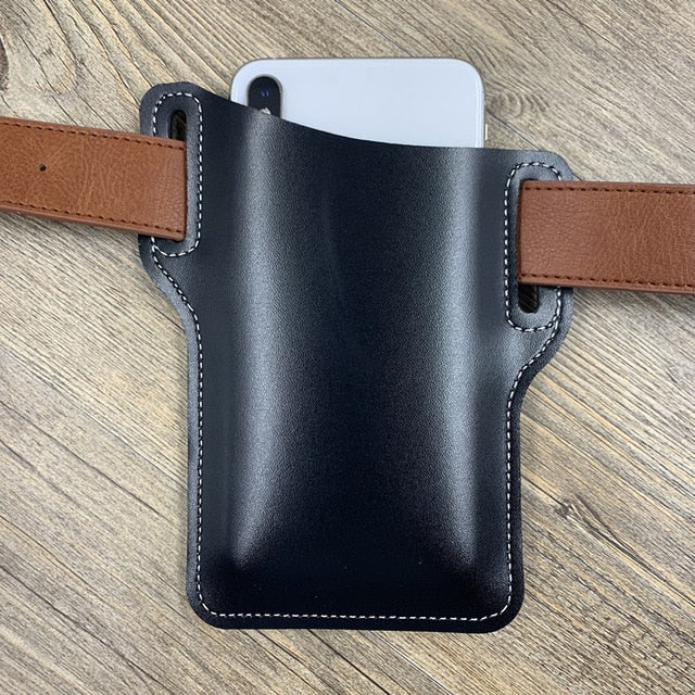 Men Cellphone Loop Holster Case Belt Waist Bag Props PU Leather Purse Phone Wallet