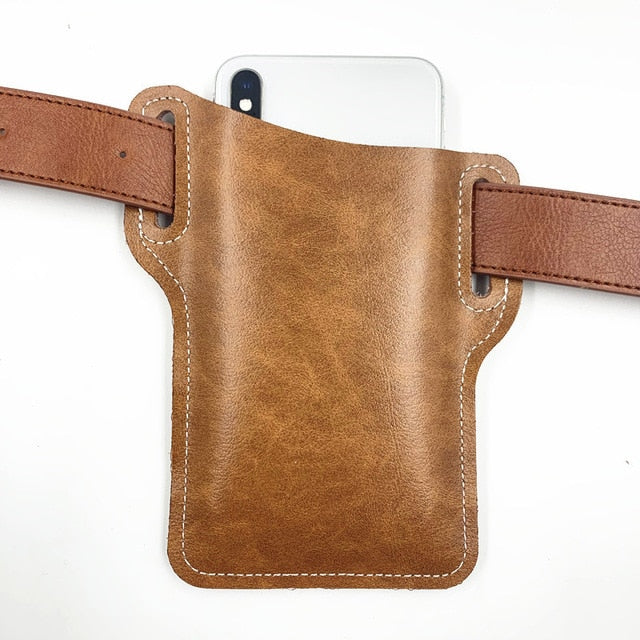 Men Cellphone Loop Holster Case Belt Waist Bag Props PU Leather Purse Phone Wallet