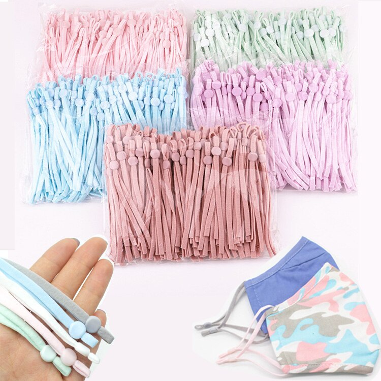 10/30/50 Pcs Adjustable Mask Sewing Elastic Band Cord With Buckle Stretchy Mask Earloop Lanyard Earmuff Rope DIY Making Supplies