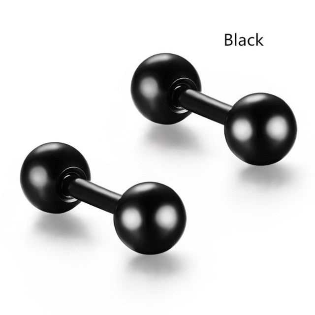 1 Set 4 Pair Different Types Shape Unisex Black Color Stainless Steel Piercing Earring For Women Men Punk Gothic Barbell Earring