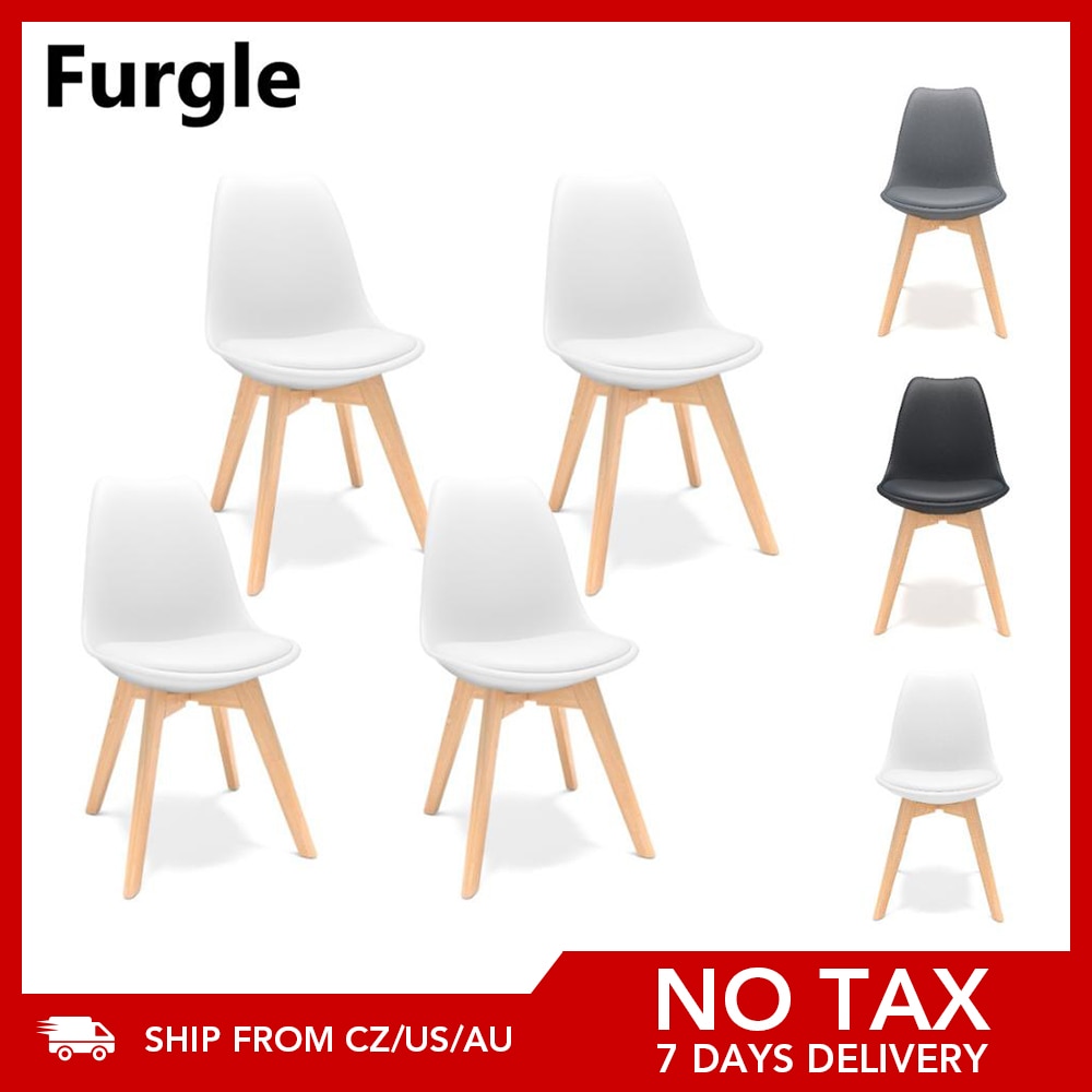 Furgle 4Pcs/Set Dining Chair Scandinavian Design Coffee Chairs with Solid Wood Leg Cushions Desk Chairs for Kitchen Dining Room