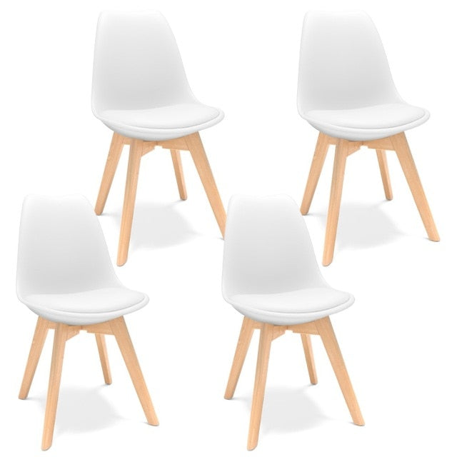 Furgle 4Pcs/Set Dining Chair Scandinavian Design Coffee Chairs with Solid Wood Leg Cushions Desk Chairs for Kitchen Dining Room