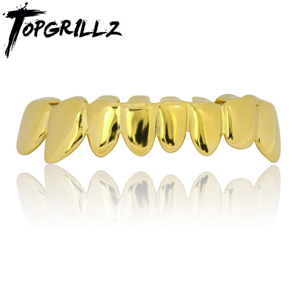 TOPGRILLZ Hip Hop Grillz GOLD Color PLATED DRIP STYLE Teeth GRILL Shaped Bottom Tooth Grills Ship From US