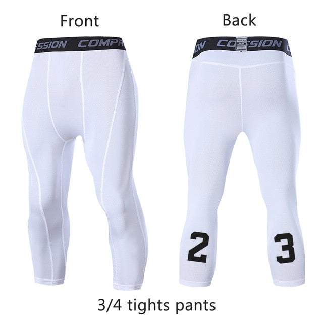Men's Compression Pants Male Tights Leggings for Running Gym Sport Fitness Quick Dry Fit Joggings Workout White Black Trousers