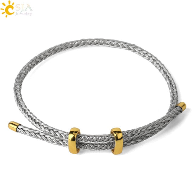 CSJA Red Thread String Bracelets on Hand Lucky Bracelet Femme 2020 Braided Rope Stainless Steel Adjustable Jewelry Bijoux G434