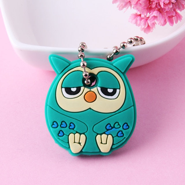 Cute Cartoon Keychain Silicone Cat Dog Protective Key Case Cover for Key Control Dust Cap Holder Gift Women Key Chain