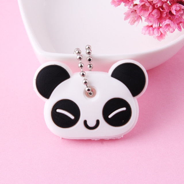 Cute Cartoon Keychain Silicone Cat Dog Protective Key Case Cover for Key Control Dust Cap Holder Gift Women Key Chain