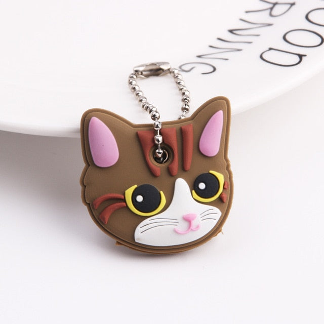 Cute Cartoon Keychain Silicone Cat Dog Protective Key Case Cover for Key Control Dust Cap Holder Gift Women Key Chain