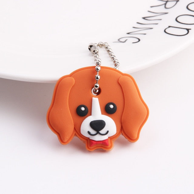 Cute Cartoon Keychain Silicone Cat Dog Protective Key Case Cover for Key Control Dust Cap Holder Gift Women Key Chain