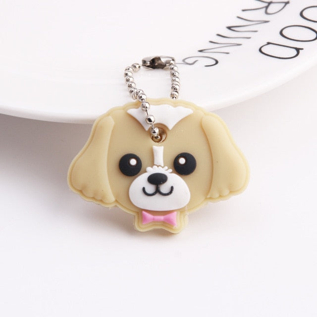 Cute Cartoon Keychain Silicone Cat Dog Protective Key Case Cover for Key Control Dust Cap Holder Gift Women Key Chain