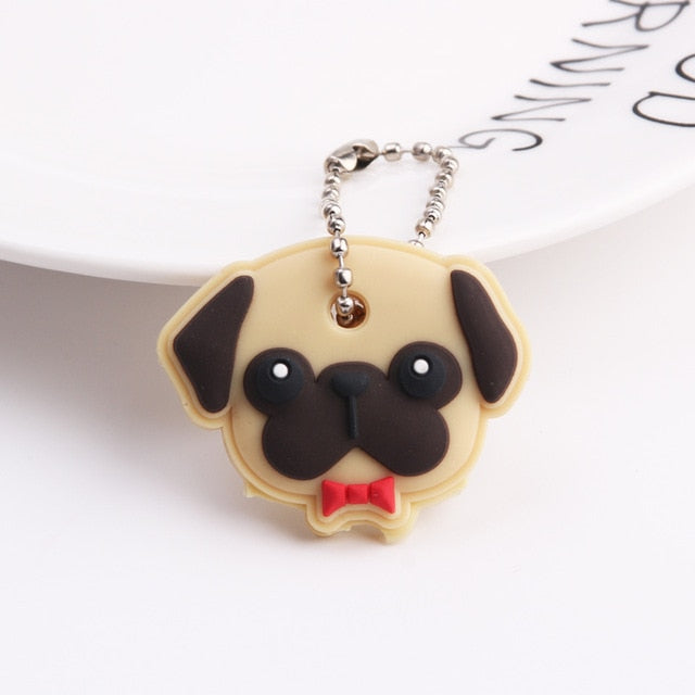 Cute Cartoon Keychain Silicone Cat Dog Protective Key Case Cover for Key Control Dust Cap Holder Gift Women Key Chain