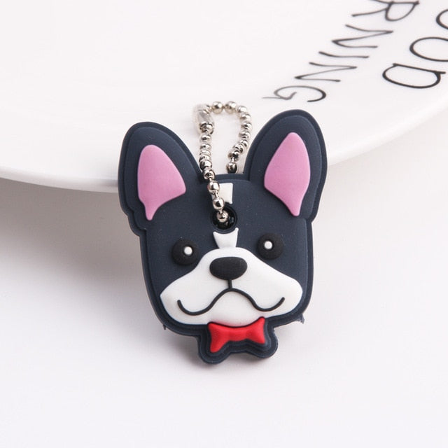 Cute Cartoon Keychain Silicone Cat Dog Protective Key Case Cover for Key Control Dust Cap Holder Gift Women Key Chain