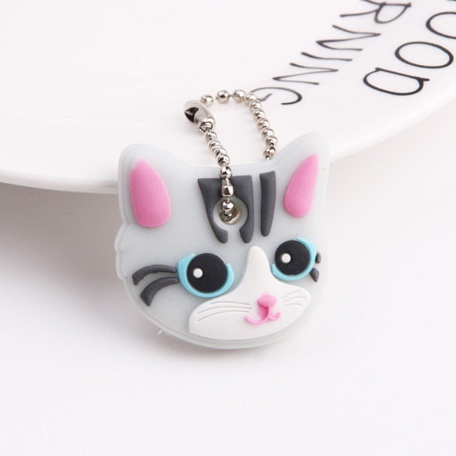 Cute Cartoon Keychain Silicone Cat Dog Protective Key Case Cover for Key Control Dust Cap Holder Gift Women Key Chain