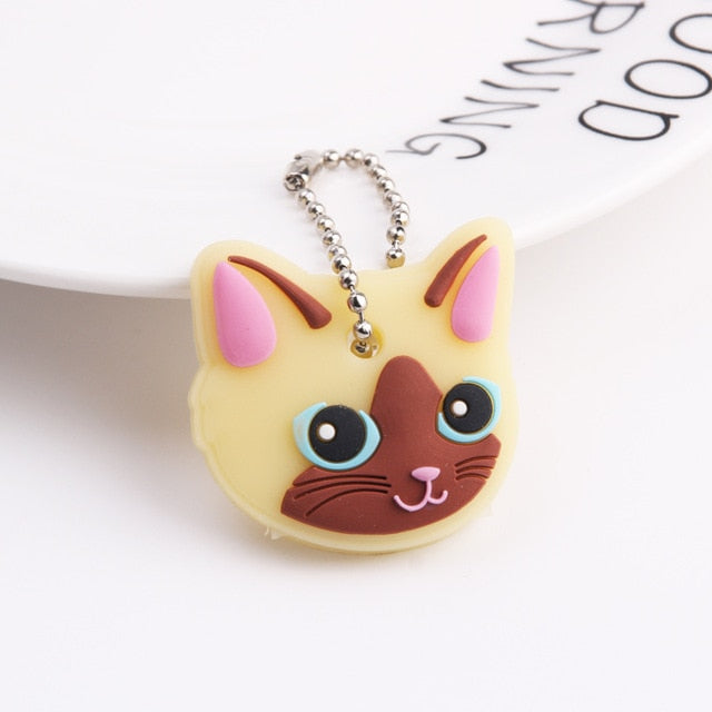 Cute Cartoon Keychain Silicone Cat Dog Protective Key Case Cover for Key Control Dust Cap Holder Gift Women Key Chain