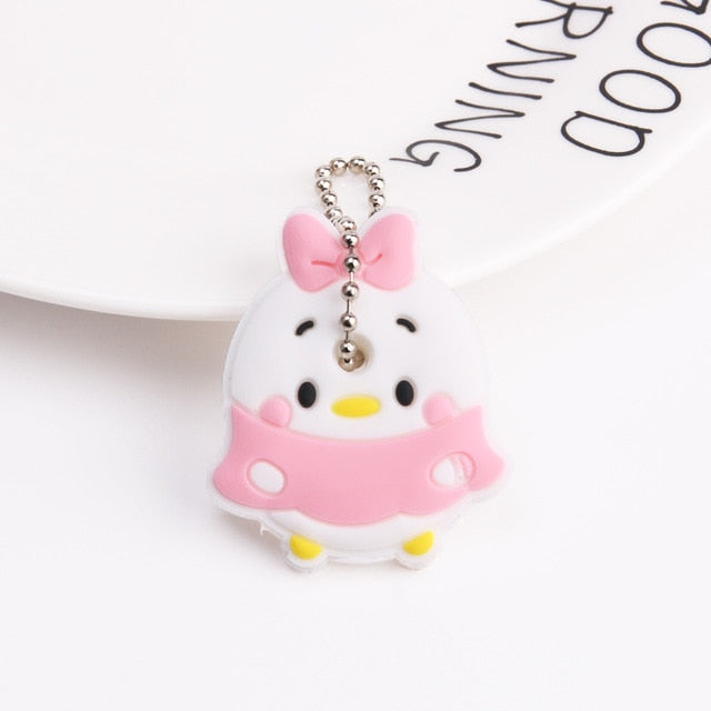 Cute Cartoon Keychain Silicone Cat Dog Protective Key Case Cover for Key Control Dust Cap Holder Gift Women Key Chain